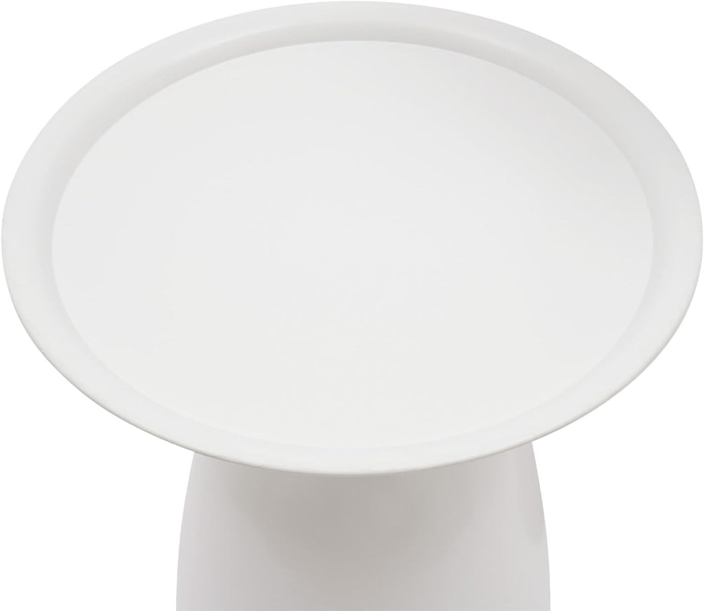Round Side Table Set of 2, Metal Round End Tables, Modern Nesting Table Sets, Nesting Tables Pedestal Coffee Table with 16.9'' & 23.6'' Height for Living Room Balcony Office (White)