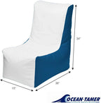 Ocean-Tamer Wedge Boat Bean Bag Chair, Waterproof Beanbag for Fishing Boat Deck Marine Grade Vinyl (Small, White/Royal)