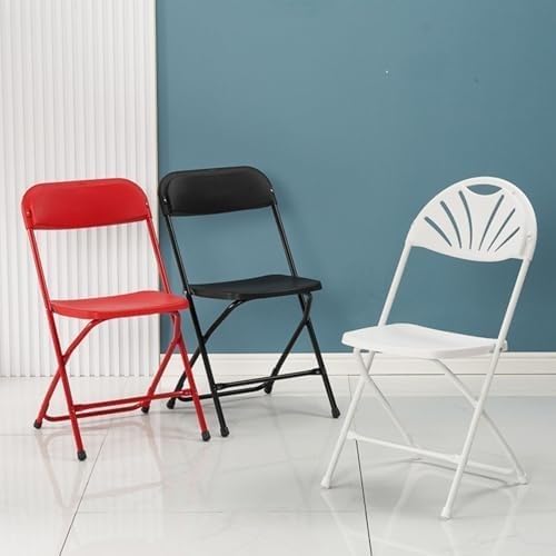 Portable Plastic Folding High Event Chair with Backrest and Footrest Stackable and Lightweight(Red,Round)