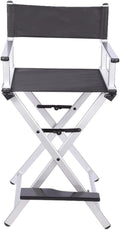 Makeup Artist Director's Chair Portable Aluminum Folding Chair for Makeup Artists(Silver)