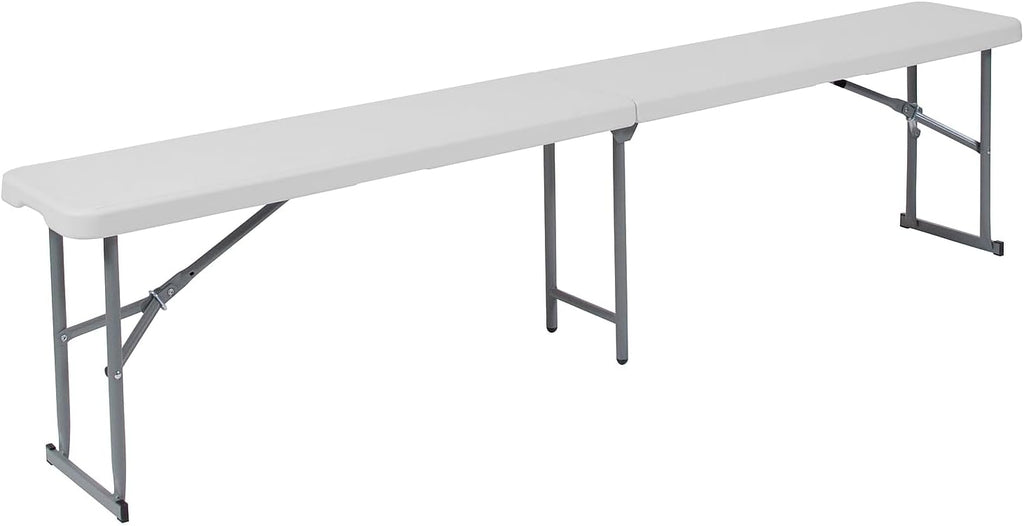 Flash Furniture Talbott 10.25''W x 71''L Bi-Fold Granite White Plastic Bench with Carrying Handle