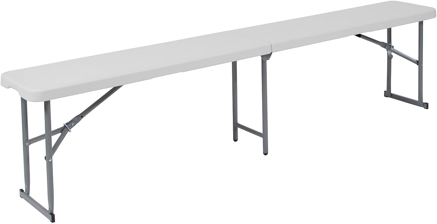 Flash Furniture Talbott 10.25''W x 71''L Bi-Fold Granite White Plastic Bench with Carrying Handle