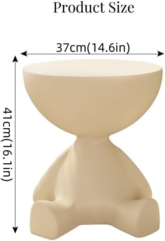 Round End Table with Storage, Cute Sofa Side Table, Versatile Nightstand, Modern Creative Coffee Table for Living Room, Bedroom, Bathroom(Orange)