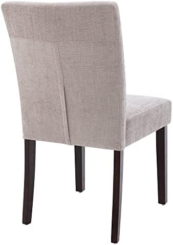 Watson & Whitely Upholstered Dining Chairs Set of 4, Fabric Armless Dining Room Chairs with Solid Wood Legs & Back Side Chair for Kitchen, Living Room, Restaurant, Gray