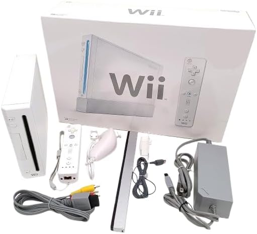 BOXED Nint endo Wii RVL-001 Console - White Retro Gaming System with Up-To-Date Wii-Mote Controller Bundle (Renewed)