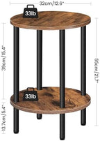 CHOEZON Round Side Table and Farmhouse End Table with Charging Station Bundle, 2-Tier Large Side Table, Square End Table, Skinny Sides Table for Living Room, Bedroom TBZ01BF-MBZ15UHT