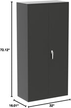 Greenvelly Storage Cabinet, 72” Black Garage Steel Locking Cabinet with Doors and 4 Adjustable Shelves, Tall Lockable File &Tool Cabinet for Home Office, Metal Classroom Cabinet Basement