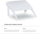 Outdoor Ottoman, Solid Wood and Acacia, White Finish, 21.6" W x 21.06" D x 13.7" H, Sturdy Transitional Patio Footrest, Ideal for Adirondack Chair or Outdoor Furniture Use