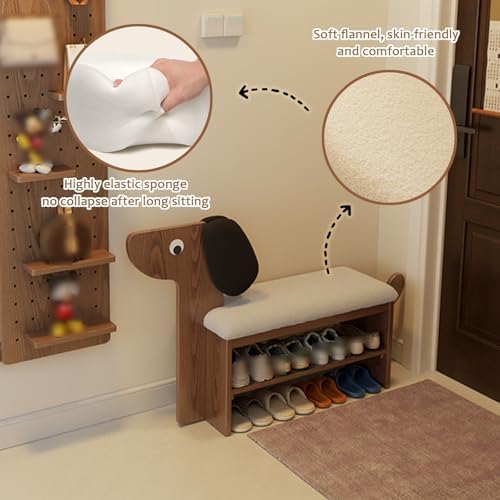 Wooden Entryway Bench,shoe changing bench,with Comfortable Padded Seat Cushion,seat depth 32cm,Stable Structure,Space Saving Stools,for Hallway, Closet, Living Room(Natural,A-80x42cm/31.5x16.5IN)