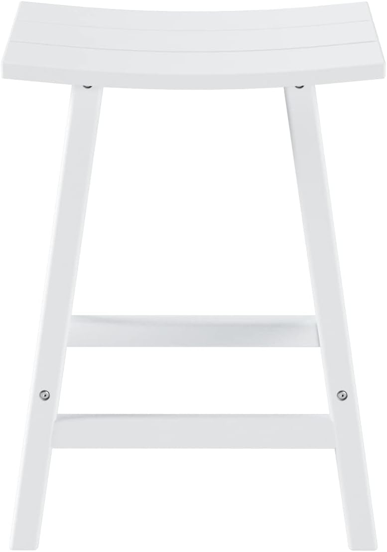 Westin Outdoors Laguna WO Home Furniture Patio Counter Stools Set of 2 PCS Outdoor Adirondack 24" in Saddle Bar Stools for Porch, Backyard, BarBQ, Party, Events (White), White