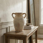 Emotionally Grounded Vase, Vaseking Large Ceramic Rustic Vase with 2 Handles, 9.8 inch Minimalist Decorative Farmhouse Tall Vases for Home Decor, Living Room, Enterway, Wedding, Fired Terra Clay
