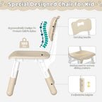 DOREROOM Kids Table and 2 Chairs Set, Height-Adjustable Toddler Table and Chair Set with Graffiti Desktop, 31.5''L x 23.6''W Children Activity Table for Daycare, Classroom, Home