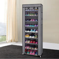 Non-Woven Fabric Shoe Rack, Black, 10-Layer 9 Lattice, Space-Saving, Portable Storage Organizer