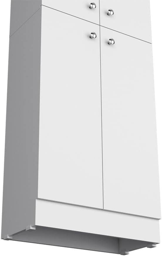 23.6" D*11.8" W*71.1" H Freestanding Kitchen Pantry with 4 Shelves, 2 Double Doors, Rectangular Storage Cabinet, Modern Minimalist, for Living Room, Dining Room, White
