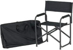 E-Z UP Standard Height Directors Chair, Seat 17.5” High, Padded Armrests and Storage Bag, Black