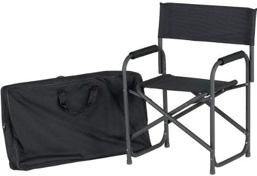 E-Z UP Standard Height Directors Chair, Seat 17.5” High, Padded Armrests and Storage Bag, Black