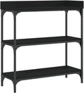 Console Table Black Engineered Wood with Metal Frame 29.5 x 11.8 x 31.5 in, Minimalist Accent Table for Living Room or Foyer, Durable Side Tables with Adjustable Feet and Spacious Storage