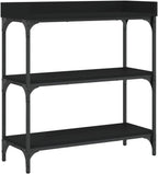 Console Table Black Engineered Wood with Metal Frame 29.5 x 11.8 x 31.5 in, Minimalist Accent Table for Living Room or Foyer, Durable Side Tables with Adjustable Feet and Spacious Storage