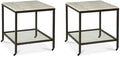 Home Square Set of 2 Marble Rectangular End Tables in Bronze
