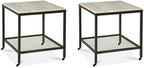 Home Square Set of 2 Marble Rectangular End Tables in Bronze