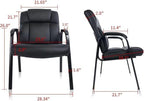 CLATINA Big Tall 500 LBS Wide Guest Chair Heavy Duty, Leather Side Reception Chairs with Padded Armrest No Wheels, Executive Office Desk Chair for Meeting Conference Waiting Room Home, Black 6 Pack