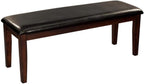 Homelegance 48 Inch Upholstered Dining Bench, Dark Brown Faux Leather Padded Seat Accent Bench with Wood Frame, Easy Assembly, for Dining Room/Kitchen/Entryway/Bedroom, Cherry