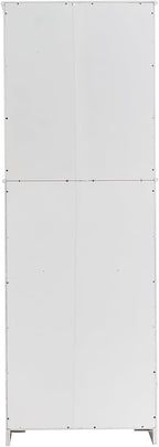 67" Tall White Kitchen Pantry Cabinet with Doors & Drawers - Large Storage Cupboard for Kitchen, Bathroom, Craft Room, 2 Glass Doors, Adjustable Shelf, 24" W x 12" D x 67" H, Easy Assembly