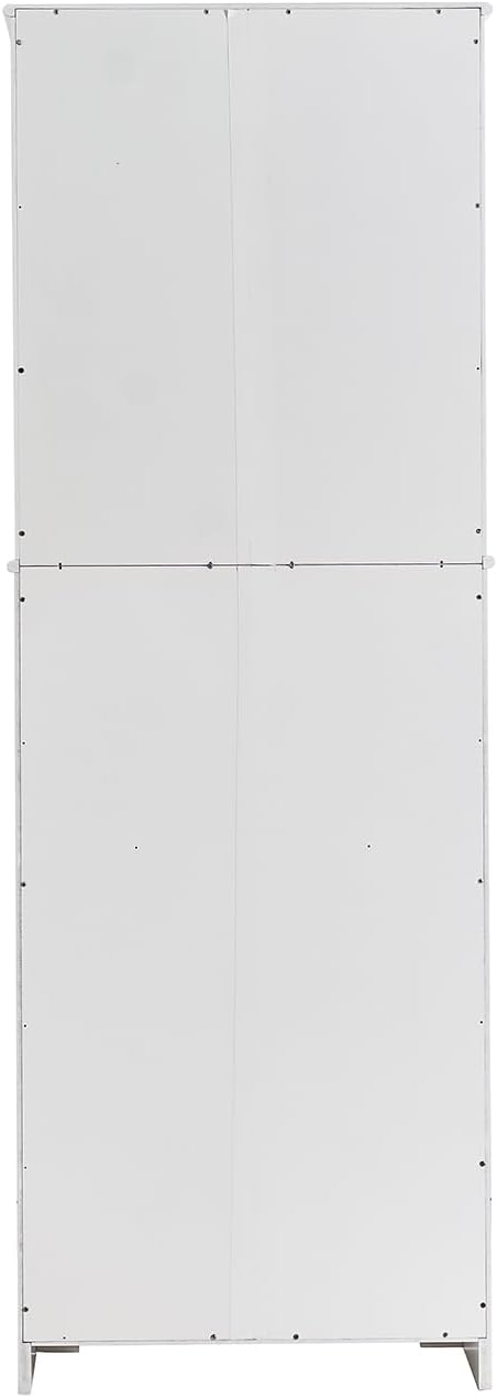67" Tall White Kitchen Pantry Cabinet with Doors & Drawers - Large Storage Cupboard for Kitchen, Bathroom, Craft Room, 2 Glass Doors, Adjustable Shelf, 24" W x 12" D x 67" H, Easy Assembly