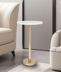 Modern Round Marble End or Side Table for Home Decor - Elegant Small Table Stand for Bedside Night Stand, Room, or Living Room Decor - Stylish Drink Table for Small Space or Bedroom Decor - 24", Ivory