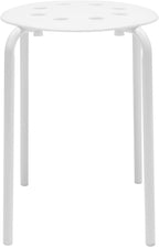 LOYALHEARTDY 10Pcs Commercial Furniture Stacking Stools for Kids and Adults, 17.72'' Portable Nesting Office and Classroom Stools Backless Stool with Round Top for Adult Office Home Kitchen (White)