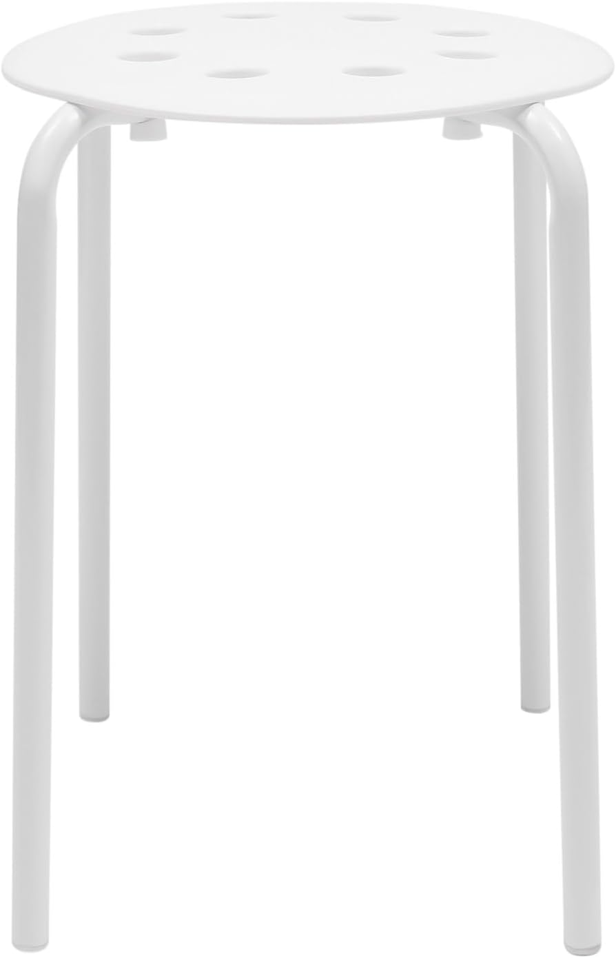 LOYALHEARTDY 10Pcs Commercial Furniture Stacking Stools for Kids and Adults, 17.72'' Portable Nesting Office and Classroom Stools Backless Stool with Round Top for Adult Office Home Kitchen (White)
