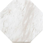 Pemberly Row Contemporary Round Side Table, White Faux Marble Top, 19.8" W x 21.5" D x 30" H, Solid Oak Wood Reversed Tapered Legs, Bold Indoor or Outdoor Accent Table