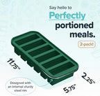 Souper Cubes 1/2 Cup Silicone Freezer Molds with Lids, Kale, 2-Pack | 100% Platinum-Cured Silicone Freezer Cubes, Oven & Microwave Safe, Perfect for Freezing Broth, Sauces, Sides and More