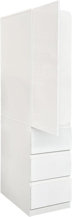 JOYSOURCE Narrow 24'' Deep Kitchen Pantry Storage Cabinet with Doors, Shelves, Drawers Tall Cupboard for Food Glossy White (Left-Hinged)