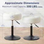 Furniliving Adjustable Swivel Vanity Stool, Makeup Ottoman Stool, PU Leather Chair for Makeup Room, Small Makeup Stool for Vanity, Bedroom, Living Room, White