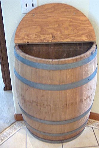 With Hinged Lid, solid oak, 30" H x 27" W x 14" D By Wine Barrel Creations