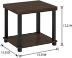 Furnifact Espresso, End Side Table, Wood Construction, Open Shelf, Durable Home Design, Warm Stylish Finish, Quality Build for Home