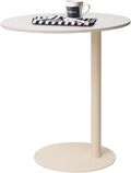 Marble Top Round Sofa Side Table Robust Iron Base with Elegant Design for Living Room & Bedroom - Easy Assembly, Cream White