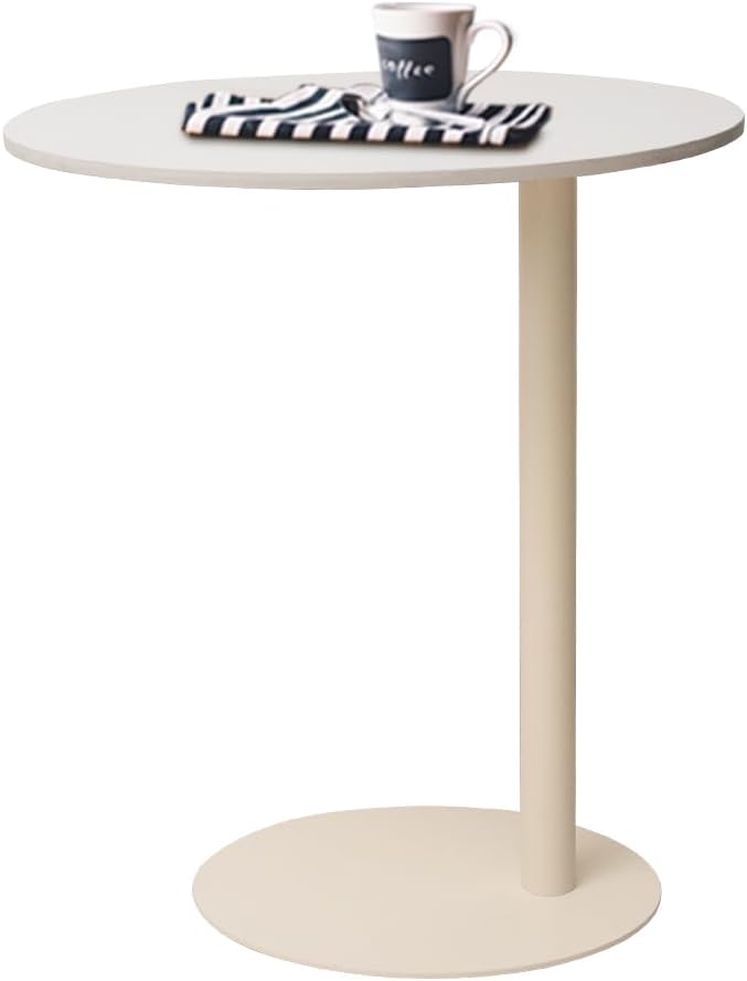 Marble Top Round Sofa Side Table Robust Iron Base with Elegant Design for Living Room & Bedroom - Easy Assembly, Cream White