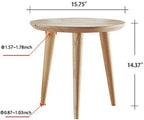 WoodShine Side Table Small Round Solid Wood Sofa End Tables Accent Nesting Coffee Table Natural(H:14.37inch)