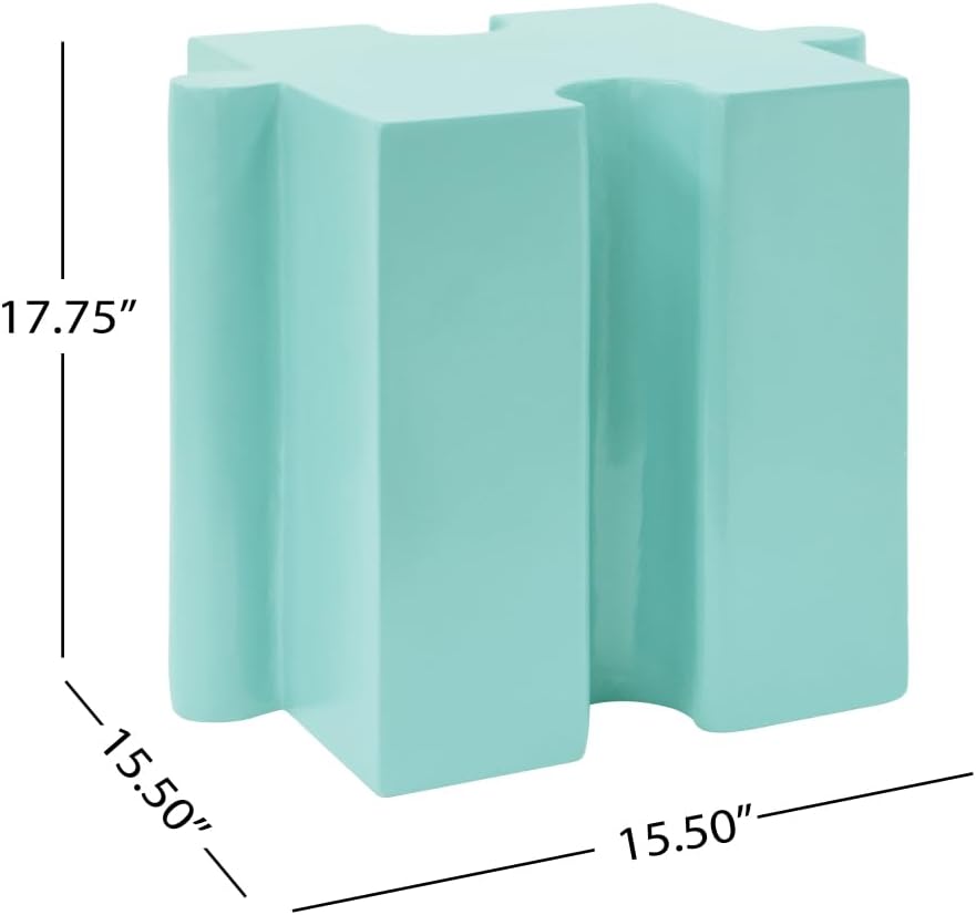 Modular Puzzle-Style Side Table Set with Interlocking Design for Living Room, Bedroom or Office – Sturdy MGO Construction (Light Green -Shape 2)