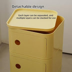 Square Night Stand with Magnetic Door, Plastic Stackable Small Storage Cabinet, Modern Simple Side Table with Round Handle for Living Room(White,Large)