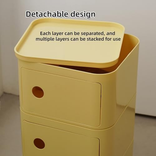 Square Night Stand with Magnetic Door, Plastic Stackable Small Storage Cabinet, Modern Simple Side Table with Round Handle for Living Room(White,Large)