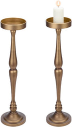 PH PandaHall 2 Set Martini Drink Table, 6.5"x26.5" Retro Pedestal Side Table Antique Bronze Small Round Side Table Cocktail Table Vintage Metal Candlestick Home Decor for Living Room Bedroom Bathroom