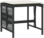 Set of 4 Poly Rattan Outdoor Stools with Removable Cushions, Black and Cream Patio Stool Set, Powder-Coated Steel Frame, 242.5 lbs Capacity for Adults