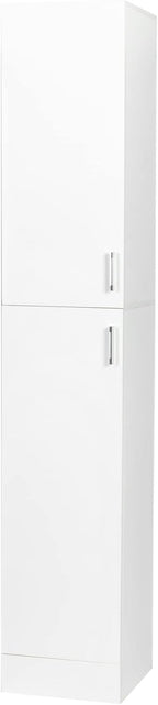 75 Inch Kitchen Pantry Cabinet with 2 Doors and Fixed Shelves, White | White particle board and MDF, kitchen dining room or study, 2 doors, 3 fixed shelves, melamine finish, 13.8 in W, 74.8 in H