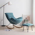 Comfortable Rocking Chair with Footstool, Upholstered Lounge Chair for Balcony & Indoor Bedroom, Ergonomic Sofa Chair for Relaxation (Yellow)