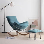 Comfortable Rocking Chair with Footstool, Upholstered Lounge Chair for Balcony & Indoor Bedroom, Ergonomic Sofa Chair for Relaxation (Yellow)