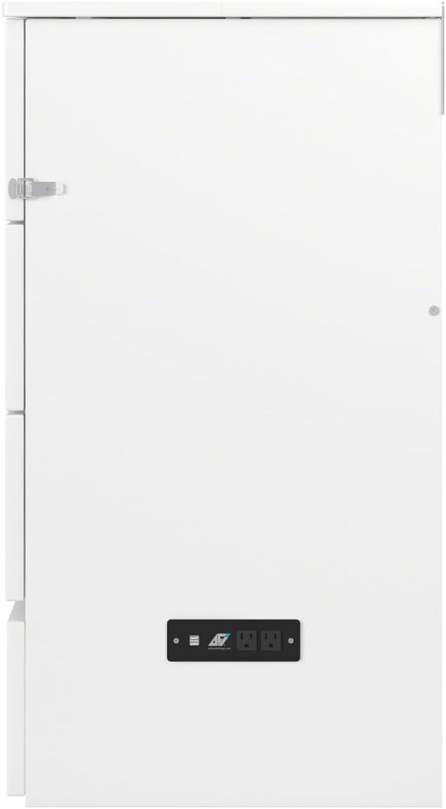 AFI, Northfield Murphy Bed Chest Queen with 6" Mattress, Storage Drawer & Built-in USB Charger, White