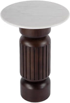 Pemberly Row Set of 2 Marble and Wood Side Tables in White/Light Beige